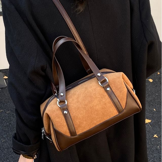 Skyglow-Top Handle Faux Suede Crossbody Bag