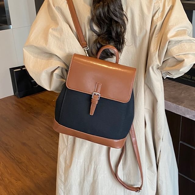 Skyglow-Two Tone Flap Panel Canvas Backpack