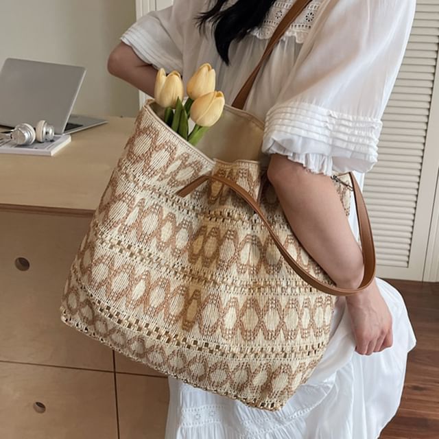 Skyglow-Two Tone Straw Tote Bag