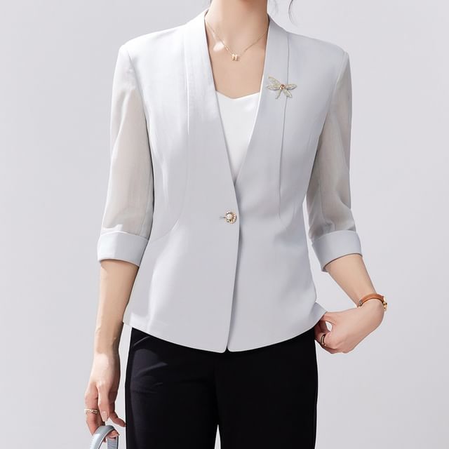Skyheart-34-Sleeve One Buttoned Slim Fit Plain Blazer
