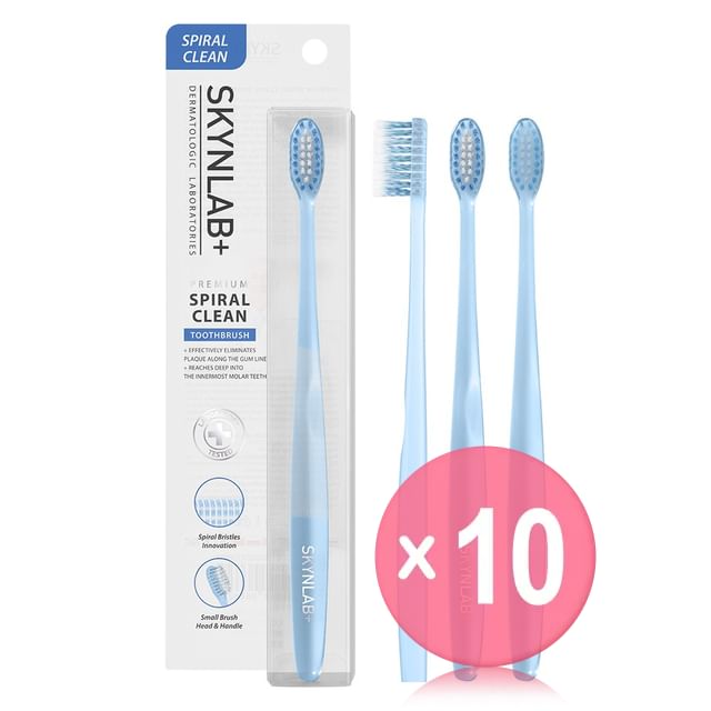 Skynlab-Premium Spiral Clean Toothbrush Blue 10pcs Bundle Set