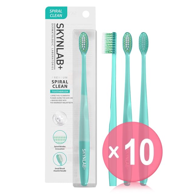 Skynlab-Premium Spiral Clean Toothbrush Green 10pcs Bundle Set