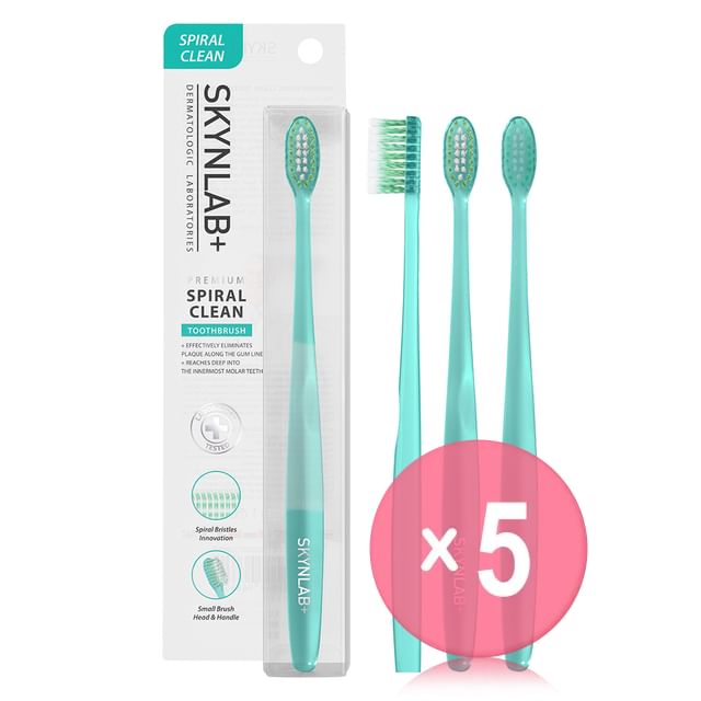 Skynlab-Premium Spiral Clean Toothbrush Green 5pcs Bundle Set