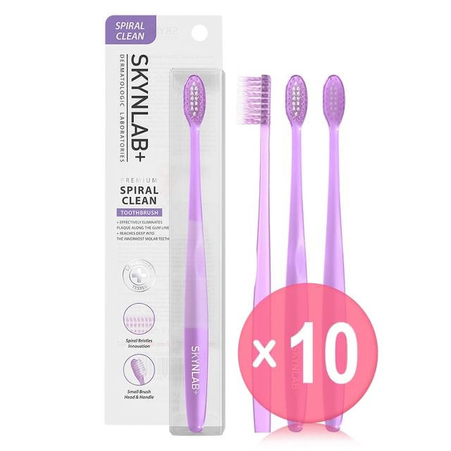 Skynlab-Premium Spiral Clean Toothbrush Purple 10pcs Bundle Set