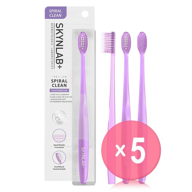 Skynlab-Premium Spiral Clean Toothbrush Purple 5pcs Bundle Set
