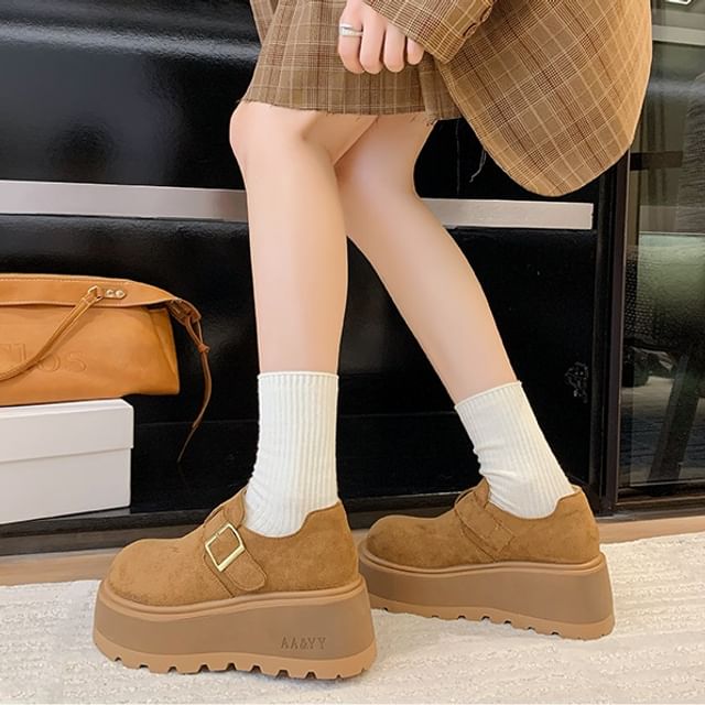 Sleeko-Faux Leather Platform Buckled Strap Loafers