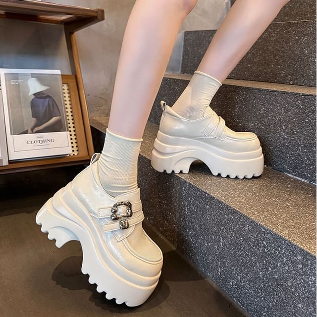 Sleeko-Faux Leather Platform Loafers