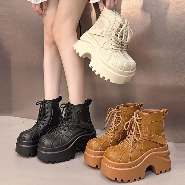 Sleeko-Faux Leather Platform Short Boots