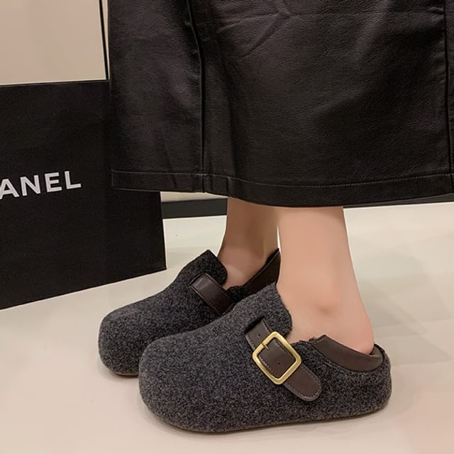 Sleeko-Hidden Wedge Fleece-Lined Buckled Slip-Ons