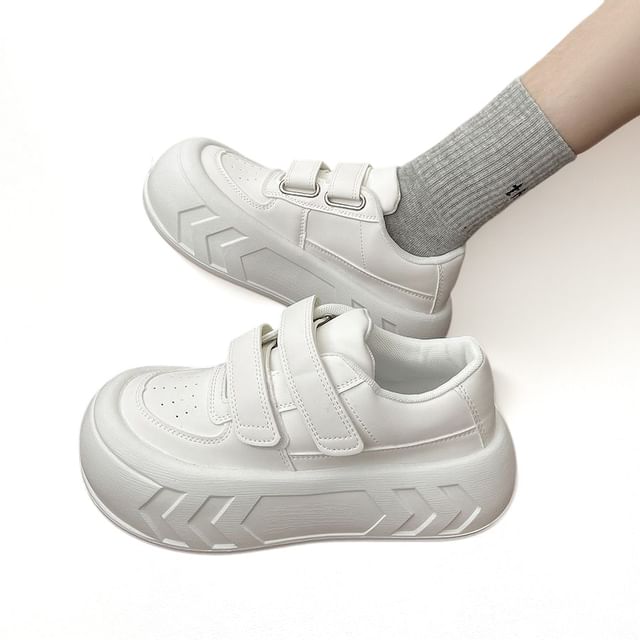 Sleeko-Platform Hook-and-Loop Strap Sneakers