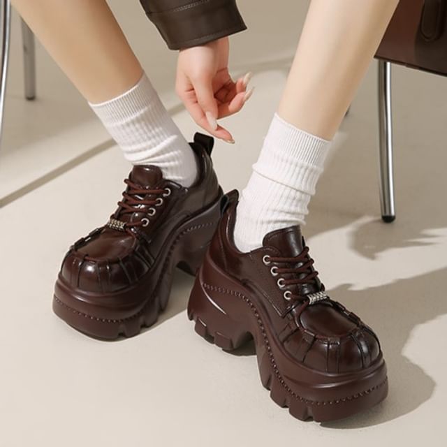 Sleeko-Platform Panel Lace Up Shoes