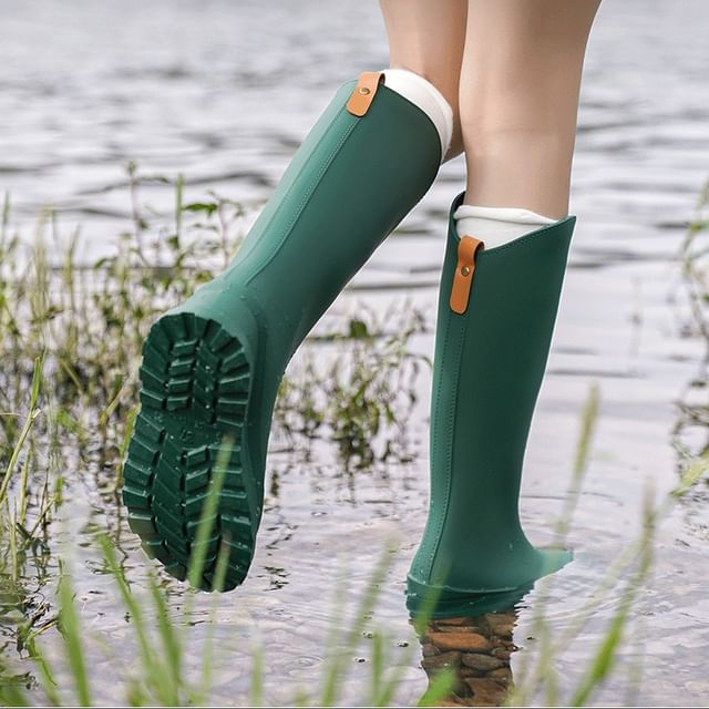 Sleeko-Platform Plain Tall Rain Boots