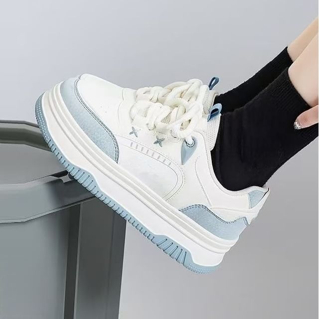 Sleeko-Two-Tone Platform Sneakers