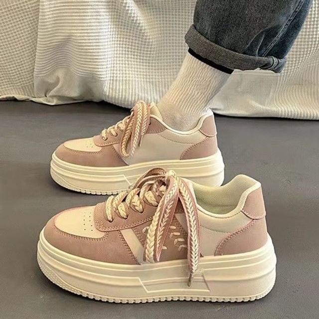 Sleeko-Two-Tone Platform Sneakers