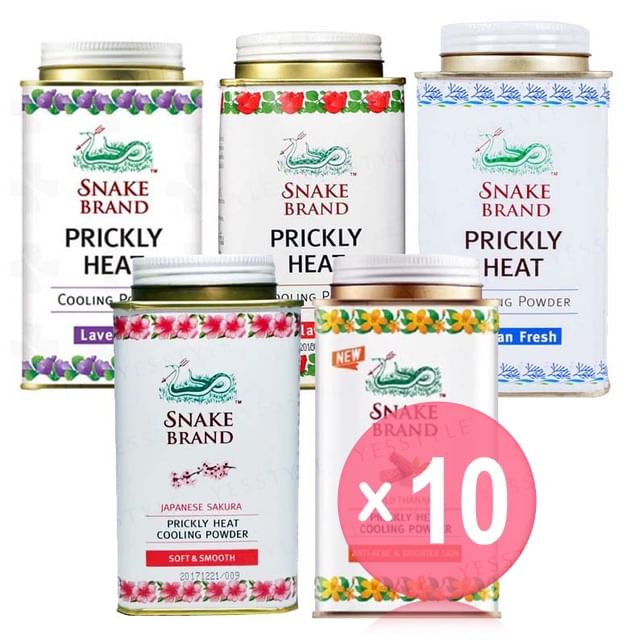 SNAKE BRAND-Prickly Heat Cooling Powder 10pcs Bundle Set - Kühlendes Körperpuder mit Menthol 10er-Pack