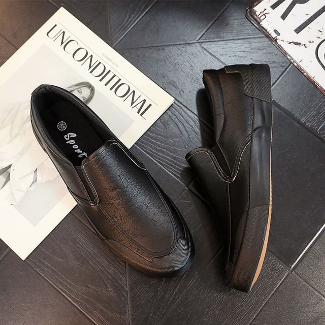 Solejoy-Faux Leather Slip-Ons