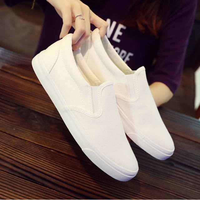 Solejoy-Plain Canvas Slip-Ons