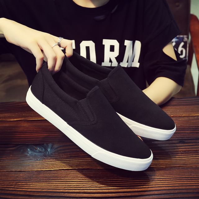 Solejoy-Plain Canvas Slip-Ons