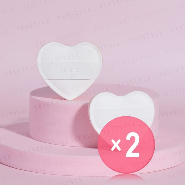 Solone-Souffle Makeup Puff Heart Shape 2pcs Bundle Set