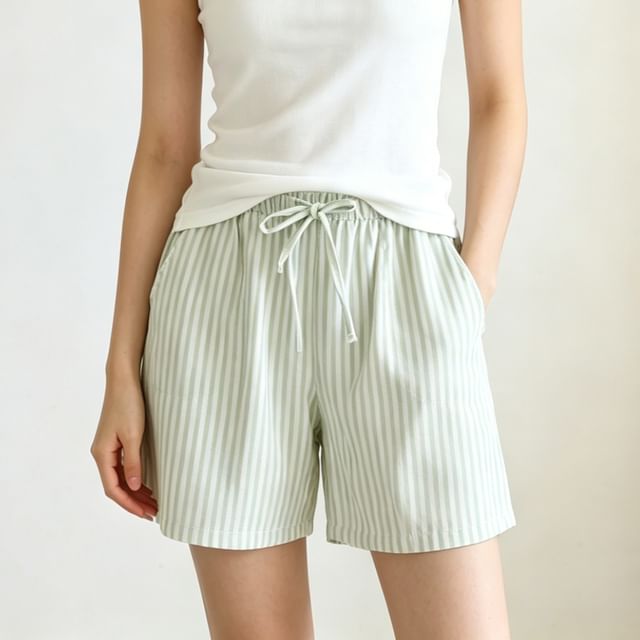 Somnus-Elastic Waist Striped Lounge Shorts