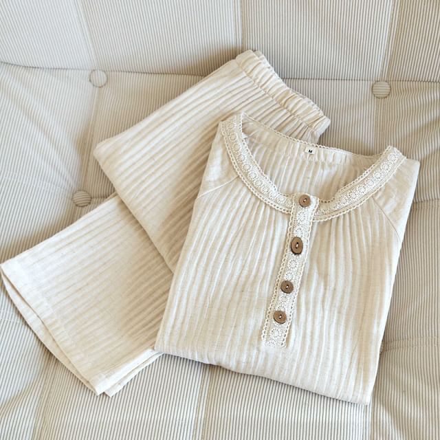 Somnus-Lace Trim Pajama Set
