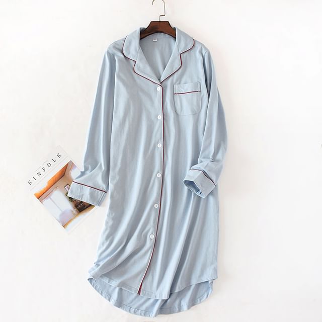 Somnus-Long-Sleeve Pajama Dress
