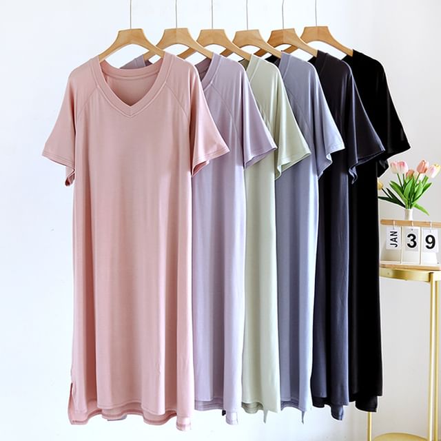 Somnus-Plain Pajama Dress