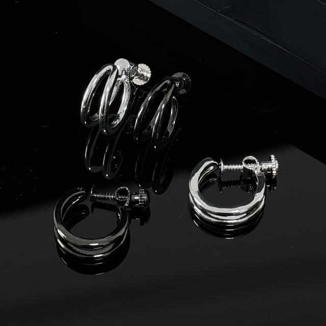 Soosina-Layered Alloy Hoop Earring Set