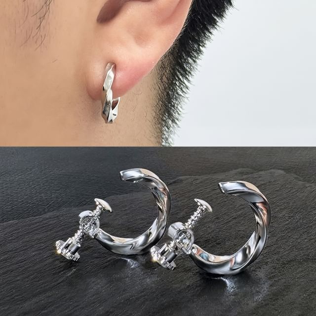 Soosina-Twisted Alloy Open Hoop Earring Set