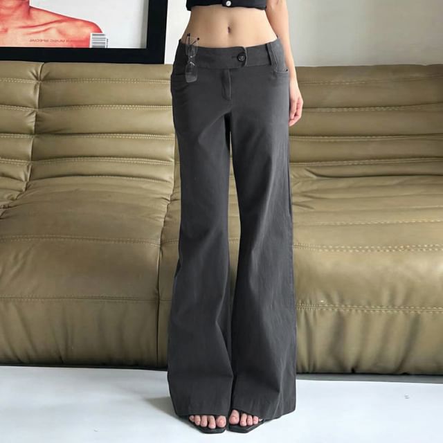 Sosana-Low Rise Plain Flared Dress Pants