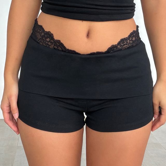 Sosana-Low Waist Lace Panel Shorts