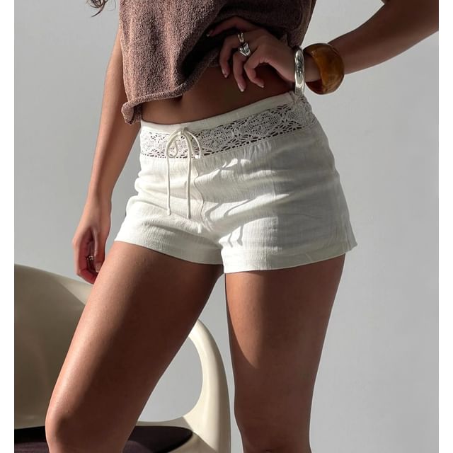 Sosana-Low Waist Lace Panel Shorts