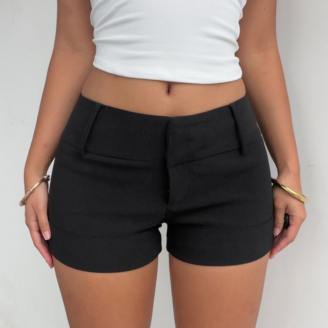 Sosana-Low Waist Plain Hot Pants
