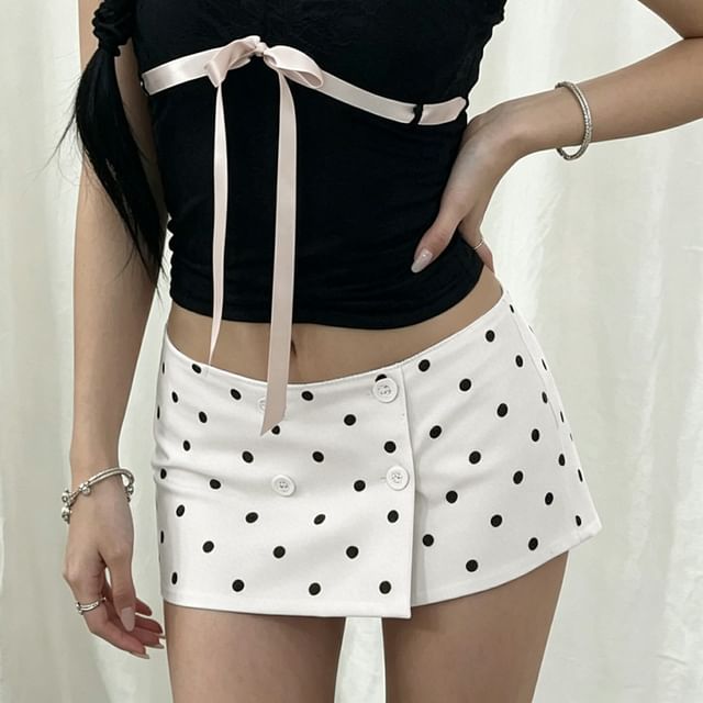Sosana-Low Waist Polka Dot Mini Skirt