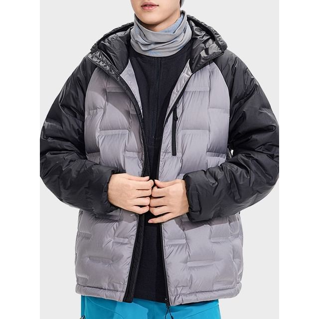 Soulcity-Couple Matching Stand Collar Hood Zip Puffer Jacket
