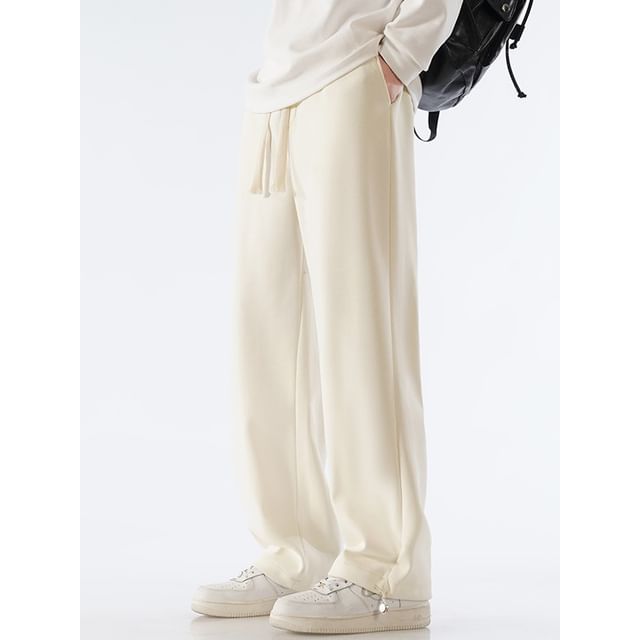 Soulcity-Drawstring Waist Plain Jogger Pants