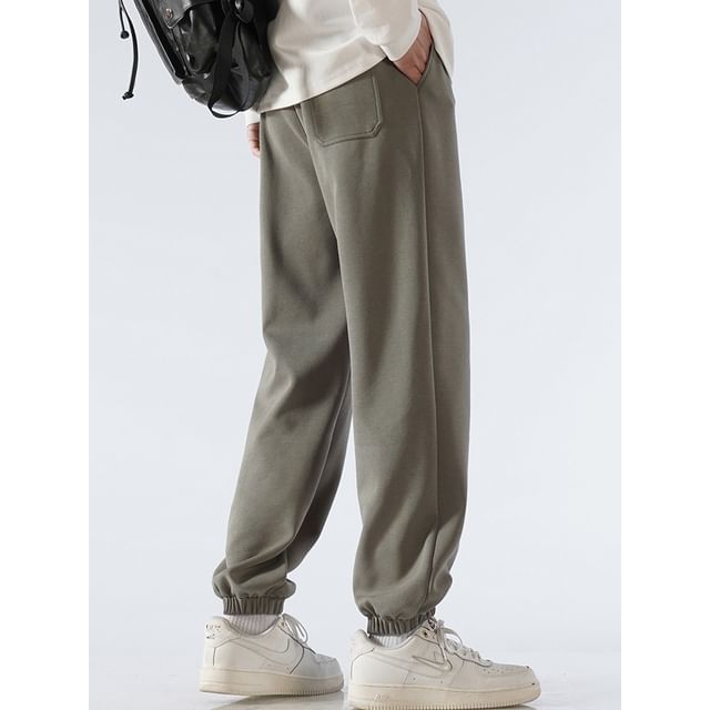 Soulcity-Drawstring Waist Plain Jogger Pants