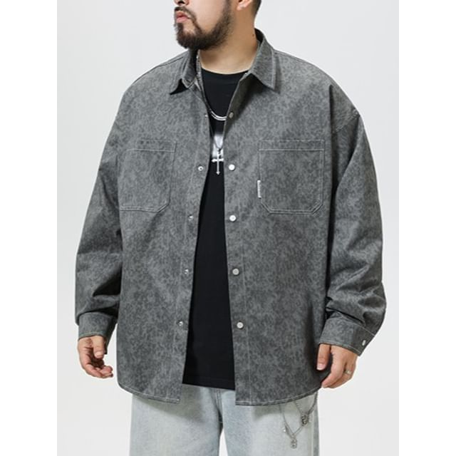 Soulcity-Long-Sleeve Collared Plain Button Up Shirt