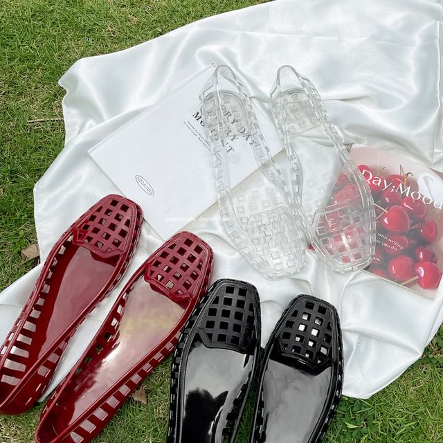 SouthBay Shoes-Square Toe Jelly Flats
