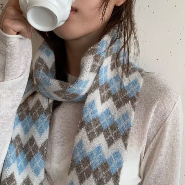 Sparktage-Argyle Knit Scarf