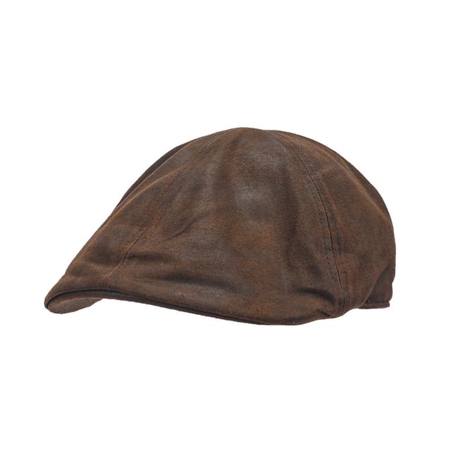 Sparktage-Faux Leather Flat Cap