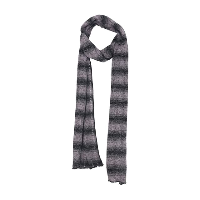 Sparktage-Striped Knit Narrow Scarf
