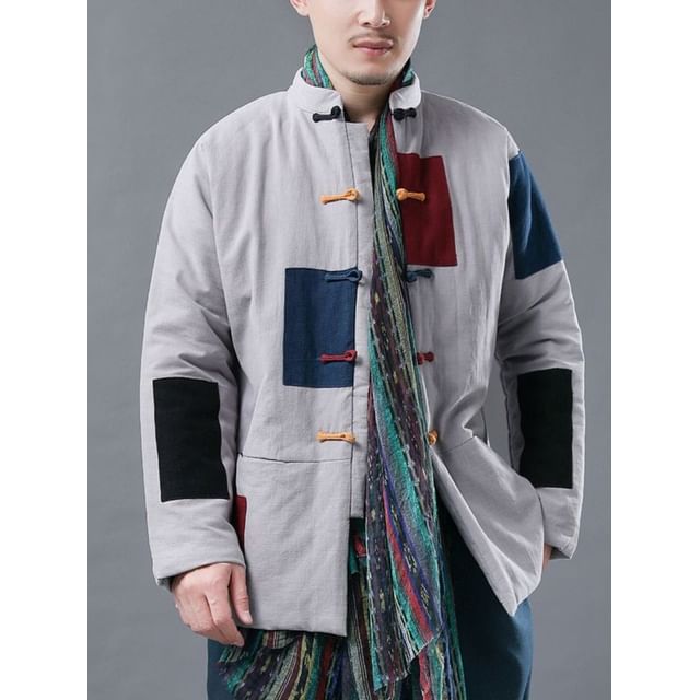 Sparrow Farm-Stand Collar Color Block Frog Buttoned Jacket