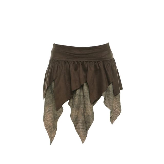 SPUCIKLEI-Low Waist Asymmetrical Mini Skirt