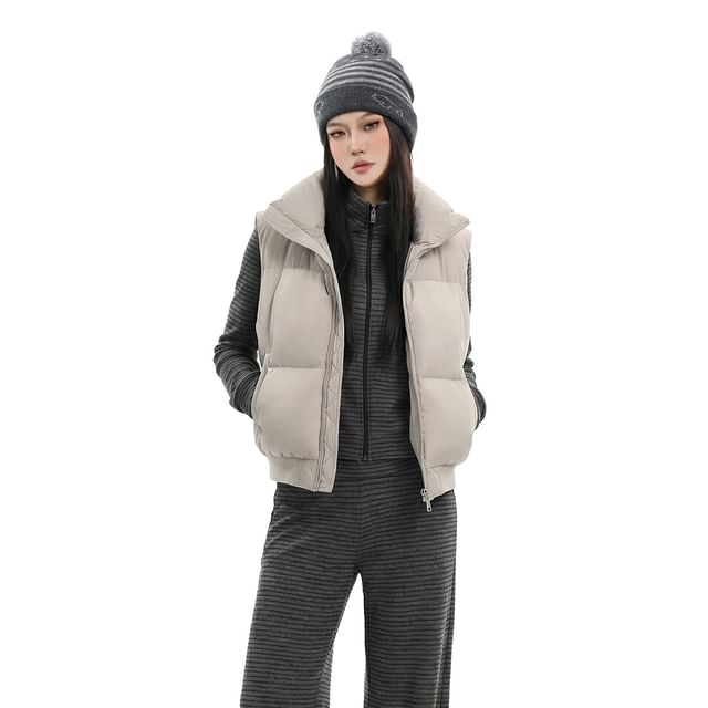 SPUCIKLEI-Plain Zip-Up Puffer Vest
