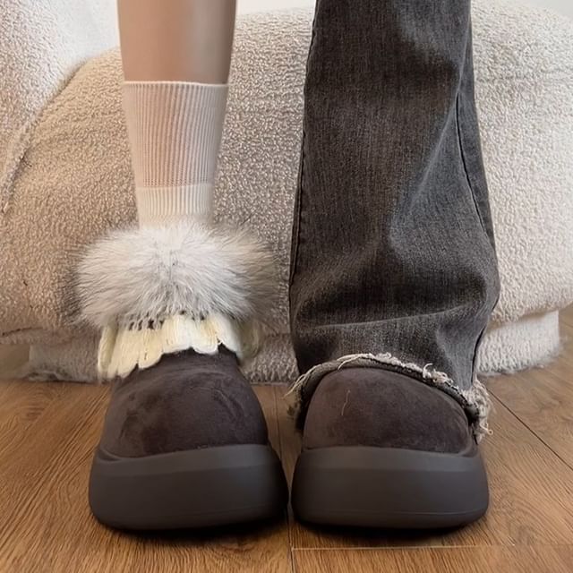 STEPUP-Faux Fur Platform Short Snow Boots