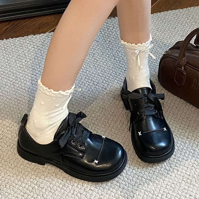 STEPUP-Faux Leather Lace-Up Shoes