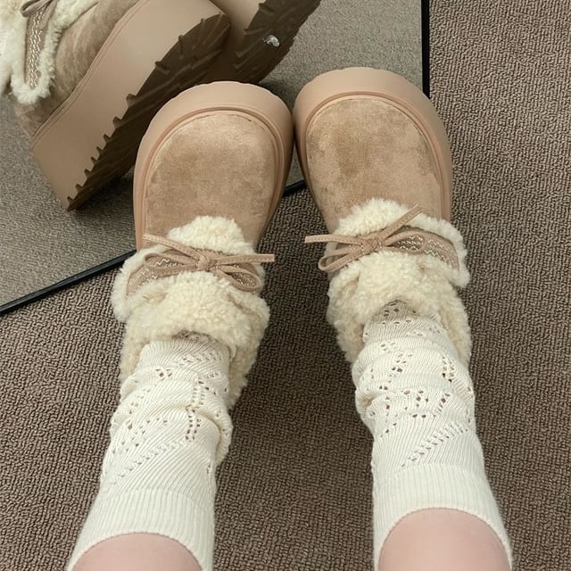 STEPUP-Faux Leather Platform Ankle Snow Boots