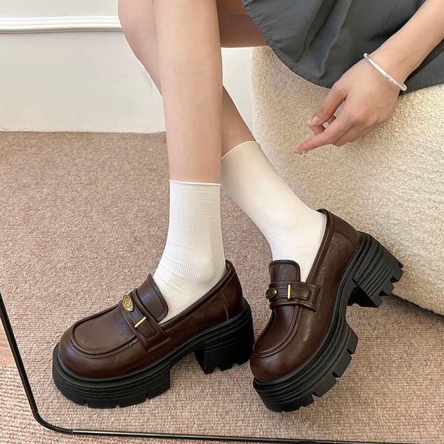 STEPUP-Faux Leather Platform Loafers