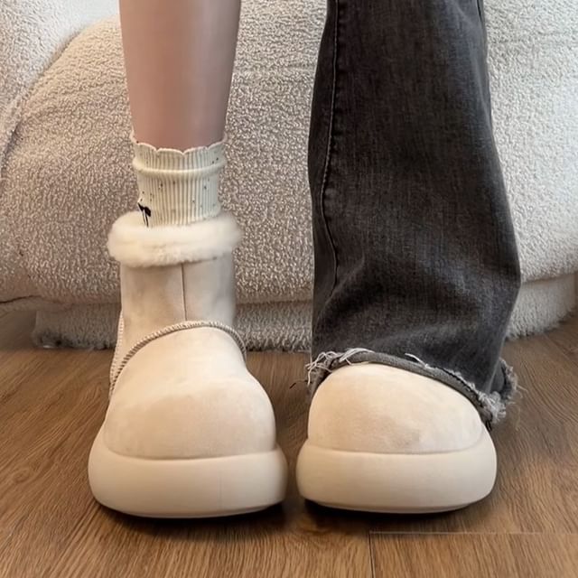 STEPUP-Fleece Lined Platform Short Snow Boots